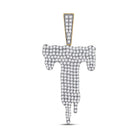 10kt Yellow Gold Men's Diamond Dripping T Letter Charm Pendant - 2 Cttw - Splendid Jewellery