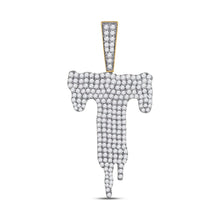 Load image into Gallery viewer, 10kt Yellow Gold Men's Diamond Dripping T Letter Charm Pendant - 2 Cttw - Splendid Jewellery