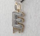 10kt Yellow Gold Men's Diamond E Drip Letter Charm Pendant - 3/4 Cttw - Splendid Jewellery