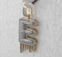Load image into Gallery viewer, 10kt Yellow Gold Men&#39;s Diamond E Drip Letter Charm Pendant - 3/4 Cttw product Side View from Splendid Jewellery
