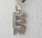 10kt Yellow Gold Men's Diamond E Drip Letter Charm Pendant - 3/4 Cttw product Side View from Splendid Jewellery