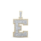 10kt Yellow Gold Men's Diamond E Initial Letter Charm Pendant - 1 - 1/4 Cttw - Splendid Jewellery