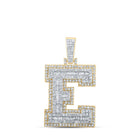 10kt Yellow Gold Men's Diamond E Initial Letter Charm Pendant - 1 - 1/4 Cttw - Splendid Jewellery