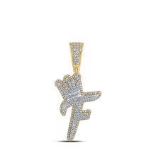 Load image into Gallery viewer, 10kt Yellow Gold Men's Diamond F Crown Letter Charm Pendant - 1 Cttw - Splendid Jewellery