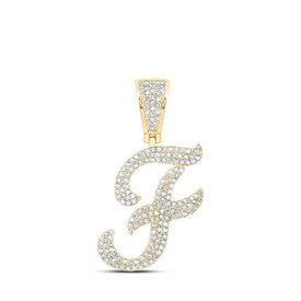 10kt Yellow Gold Men's Diamond F Initial Letter Pendant - 7/8 Cttw - Splendid Jewellery - Splendid Jewellery