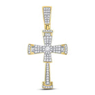 10kt Yellow Gold Men's Diamond Flared Cross Crucifix Pendant - 1/2 Cttw - Splendid Jewellery