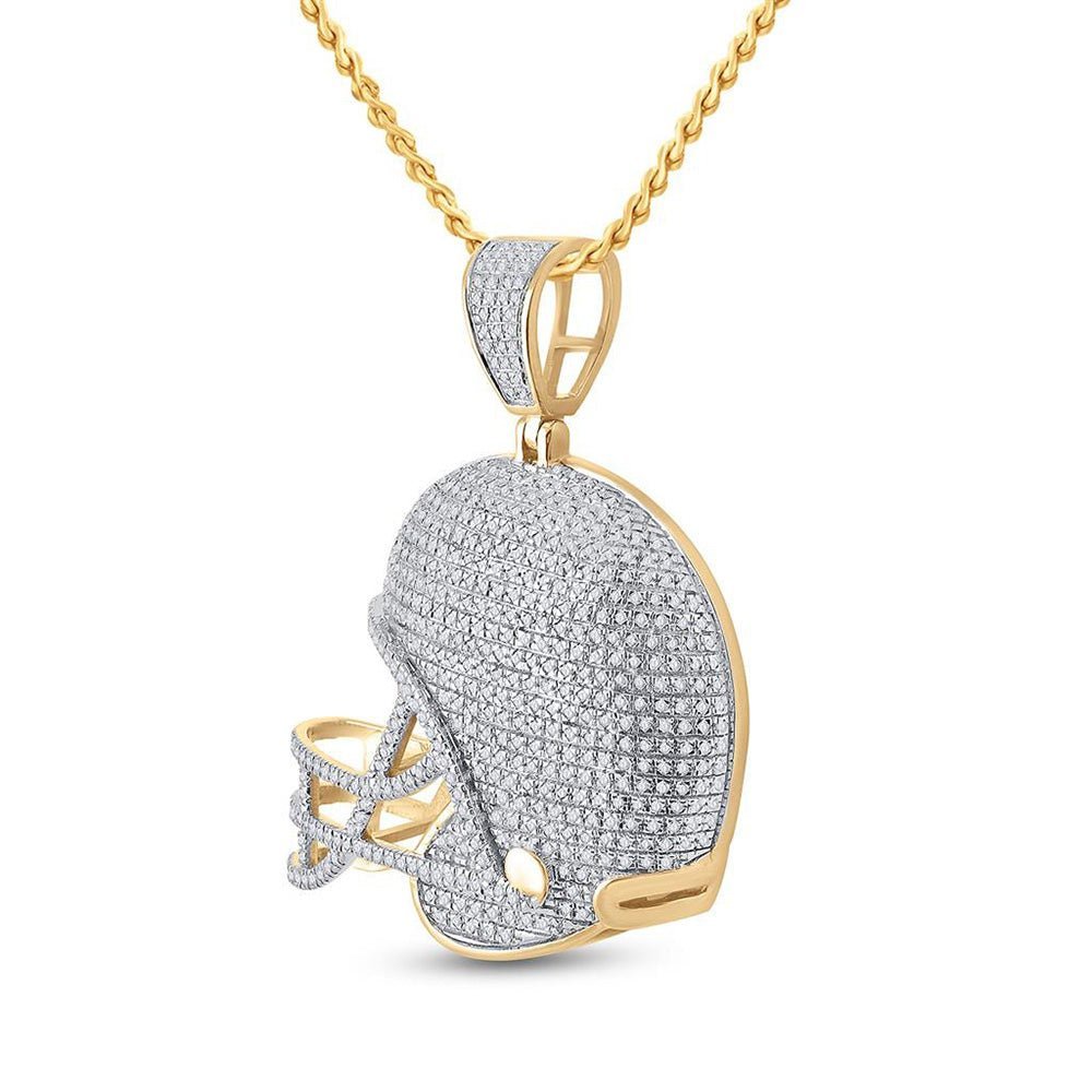 10kt Yellow Gold Men's Diamond Football Helmet Charm Pendant - 3/4 Ct.t.w. - Splendid Jewellery