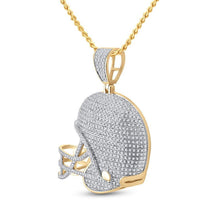 Load image into Gallery viewer, 10kt Yellow Gold Men's Diamond Football Helmet Charm Pendant - 3/4 Ct.t.w. - Splendid Jewellery