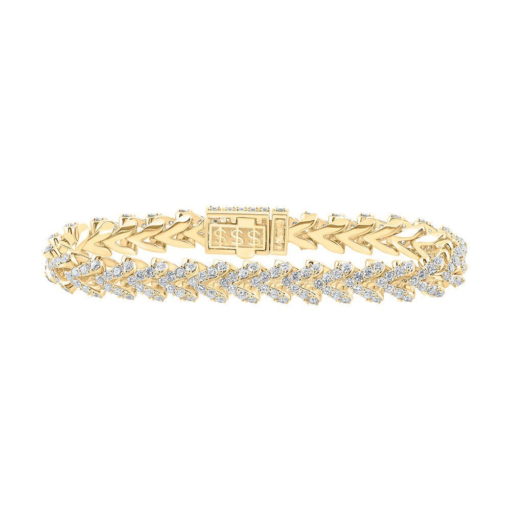 10kt Yellow Gold Men's Diamond Franco Link Bracelet - 14 Cttw - Splendid Jewellery