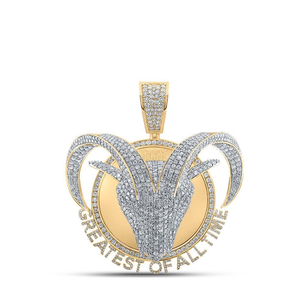 10kt Yellow Gold Men's Diamond GOAT Head Charm Pendant - 20 - 7/8 Cttw | Splendid Jewellery - Splendid Jewellery