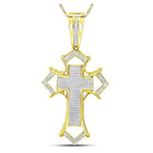 10kt Yellow Gold Men's Diamond Gothic Cross Charm Pendant - 1/2 Cttw | Splendid Jewellery - Splendid Jewellery