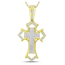 Load image into Gallery viewer, 10kt Yellow Gold Men's Diamond Gothic Cross Charm Pendant - 1/2 Cttw | Splendid Jewellery - Splendid Jewellery