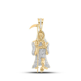 10kt Yellow Gold Men's Diamond Grim Reaper Charm Pendant - 3/4 Cttw | Splendid Jewellery - Splendid Jewellery
