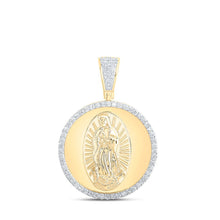Load image into Gallery viewer, 10kt Yellow Gold Men's Diamond Guadalupe Mary Charm Pendant - 1 Cttw - Splendid Jewellery
