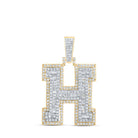 10kt Yellow Gold Men's Diamond H Initial Letter Charm Pendant - 1 Cttw - Splendid Jewellery