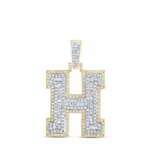 Load image into Gallery viewer, 10kt Yellow Gold Men's Diamond H Initial Letter Charm Pendant - 1 Cttw - Splendid Jewellery