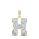 10kt Yellow Gold Men's Diamond H Initial Letter Charm Pendant - 1 Cttw - Splendid Jewellery