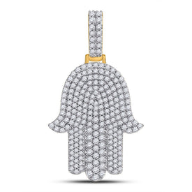 10kt Yellow Gold Men's Diamond Hamsa Charm Pendant - 1-1/2 Cttw | Splendid Jewellery  Top View from Splendid Jewellery