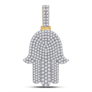 10kt Yellow Gold Men's Diamond Hamsa Charm Pendant - 1 - 1/2 Cttw | Splendid Jewellery - Splendid Jewellery