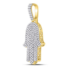 Load image into Gallery viewer, 10kt Yellow Gold Men's Diamond Hamsa Charm Pendant - 1 - 1/2 Cttw | Splendid Jewellery - Splendid Jewellery