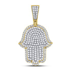10kt Yellow Gold Men's Diamond Hamsa Charm Pendant - Captivating Brilliance  Top View from Splendid Jewellery