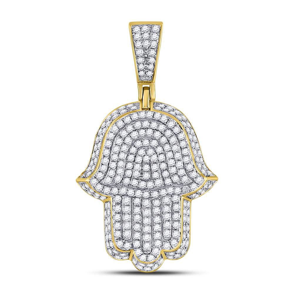 10kt Yellow Gold Men's Diamond Hamsa Charm Pendant - Captivating Brilliance - Splendid Jewellery