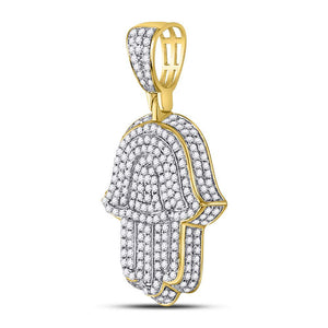 10kt Yellow Gold Men's Diamond Hamsa Charm Pendant - Captivating Brilliance - Splendid Jewellery