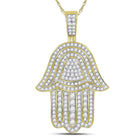 10kt Yellow Gold Men's Diamond Hamsa Hand Charm Pendant - Captivating 1-3/4 Cttw Jewelry  Top View from Splendid Jewellery