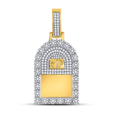 Load image into Gallery viewer, 10kt Yellow Gold Men&#39;s Diamond Headstone RIP Memory Pendant - 1-1/2 Cttw  Top View from Splendid Jewellery
