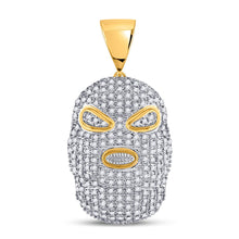Load image into Gallery viewer, 10kt Yellow Gold Men&#39;s Diamond Hood Mask Charm Pendant - 5/8 Cttw product  Top View from Splendid Jewellery