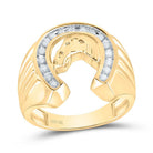 10kt Yellow Gold Men's Diamond Horseshoe Ring - Captivating Equestrian Brilliance - Splendid Jewellery