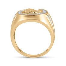 Load image into Gallery viewer, 10kt Yellow Gold Men&#39;s Diamond Horseshoe Ring - Captivating Equestrian Brilliance  Side View 2 from Splendid Jewellery