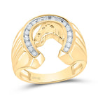 10kt Yellow Gold Men's Diamond Horseshoe Ring - Captivating Equestrian Brilliance  Top View from Splendid Jewellery