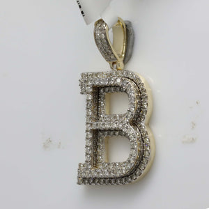 10kt Yellow Gold Men's Diamond Initial B Letter Charm Pendant - 2 Cttw | Splendid Jewellery - Splendid Jewellery