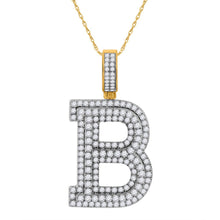Load image into Gallery viewer, 10kt Yellow Gold Men&#39;s Diamond Initial B Letter Charm Pendant - 2 Cttw | Splendid Jewellery product  Top View from Splendid Jewellery
