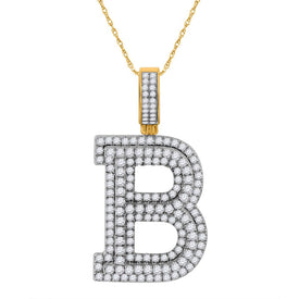 10kt Yellow Gold Men's Diamond Initial B Letter Charm Pendant - 2 Cttw | Splendid Jewellery product  Top View from Splendid Jewellery