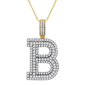 10kt Yellow Gold Men's Diamond Initial B Letter Charm Pendant - 2 Cttw | Splendid Jewellery - Splendid Jewellery