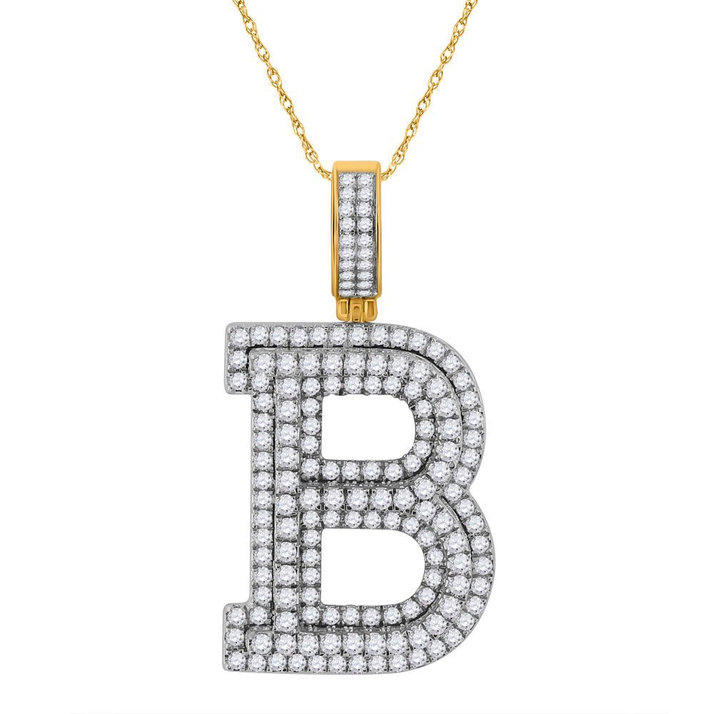 10kt Yellow Gold Men's Diamond Initial B Letter Charm Pendant - 2 Cttw | Splendid Jewellery - Splendid Jewellery