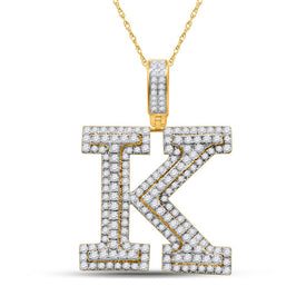 10kt Yellow Gold Men's Diamond Initial Charm Pendant - 2-1/3 Cttw product  Top View from Splendid Jewellery