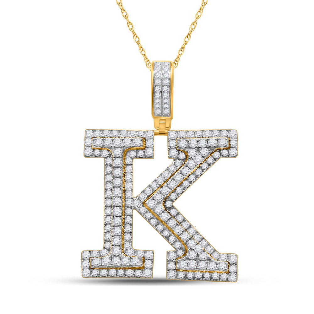 10kt Yellow Gold Men's Diamond Initial Charm Pendant - 2 - 1/3 Cttw - Splendid Jewellery