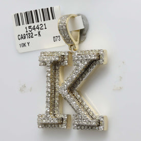 10kt Yellow Gold Men's Diamond Initial Charm Pendant - 2-1/3 Cttw product Side View from Splendid Jewellery