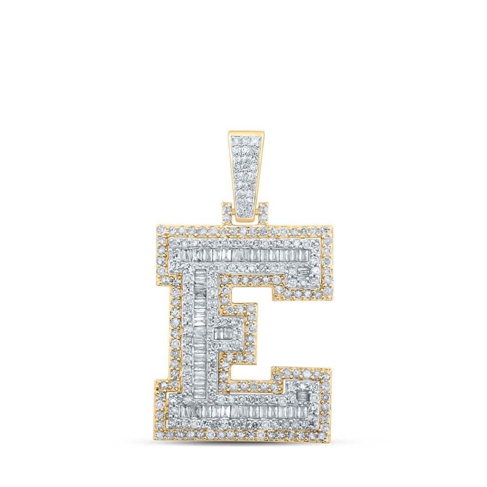 10kt Yellow Gold Men's Diamond Initial Letter Charm Pendant - 1 Cttw - Splendid Jewellery