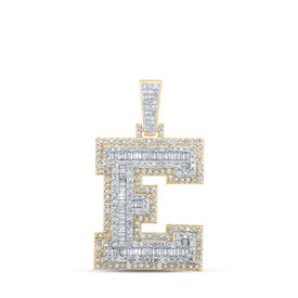 10kt Yellow Gold Men's Diamond Initial Letter Charm Pendant - 1 Cttw - Splendid Jewellery