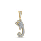 10kt Yellow Gold Men's Diamond J Crown Letter Charm Pendant - 1 Cttw - Splendid Jewellery