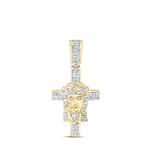 Load image into Gallery viewer, 10kt Yellow Gold Men's Diamond Jesus Cross Charm Pendant - 1/2 Ct.t.w. - Splendid Jewellery