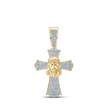 Load image into Gallery viewer, 10kt Yellow Gold Men's Diamond Jesus Cross Charm Pendant - 1/2 Cttw - Splendid Jewellery