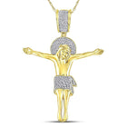 10kt Yellow Gold Men's Diamond Jesus Crucified Charm Pendant 1/2 Cttw - A Divine Statement Piece product  Top View from Splendid Jewellery