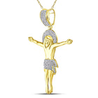10kt Yellow Gold Men's Diamond Jesus Crucified Charm Pendant 1/2 Cttw - A Divine Statement Piece product Side View from Splendid Jewellery