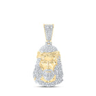 10kt Yellow Gold Men's Diamond Jesus Face Charm Pendant - 1 Cttw - Splendid Jewellery