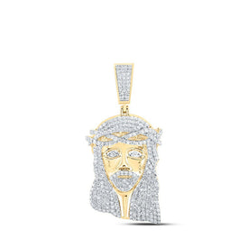 10kt Yellow Gold Men's Diamond Jesus Face Charm Pendant - Captivating Divine Brilliance - Splendid Jewellery